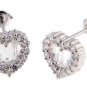STERLING SILVER CUBIC ZIRCONIA HEART CUT STUD EARRINGS