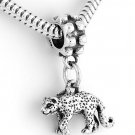 STERLING SILVER DANGLING 3D CHEETAH EUROPEAN BEAD