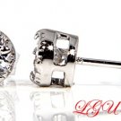 STERLING SILVER CZ ROUND STUD BASKET EARRINGS 5mm
