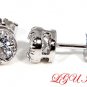STERLING SILVER CZ ROUND STUD BASKET EARRINGS 5mm