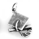 STERLING SILVER GRADUATION HAT & DIPLOMA CHARM W/16" BOX CHAIN