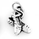 STERLING SILVER BALLERINA POINT SHOES CHARM WITH 16" BOX CHAIN