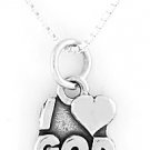 STERLING SILVER I LOVE GOD CHARM WITH 16" NECKLACE