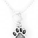 STERLING SILVER PAW PRINT CHARM WITH 16" NECKLACE