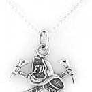STERLING SILVER FIRE DEPARTMENT HAT CHARM with 16 inch NECKLACE