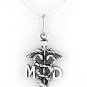 STERLING SILVER MD CADUCEUS CHARM WITH 16" NECKLACE