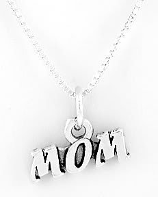 STERLING SILVER MOM CHARM NECKLACE