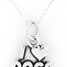 STERLING SILVER I LOVE DOGS CHARM & 16" BOX CHAIN
