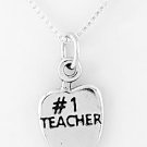 STERLING SILVER #1 TEACHER CHARM WITH 16" NECKLACE