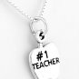 STERLING SILVER #1 TEACHER CHARM WITH 16" NECKLACE
