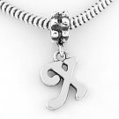 STERLING SILVER DANGLING FANCY LETTER X EUROPEAN BEAD