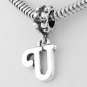 STERLING SILVER DANGLING FANCY LETTER U EUROPEAN BEAD