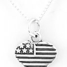 STERLING SILVER U.S.A. HEART CHARM NECKLACE