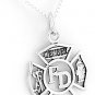 STERLING SILVER FIRE DEPARTMENT MEMBER CHARM with 16 inch NECKLACE