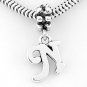 STERLING SILVER DANGLING FANCY LETTER N EUROPEAN BEAD