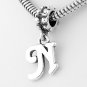 STERLING SILVER DANGLING FANCY LETTER N EUROPEAN BEAD