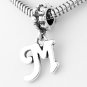 STERLING SILVER DANGLING FANCY LETTER M EUROPEAN BEAD