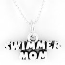 STERLING SILVER SWIMMER MOM CHARM WITH NECKLACE