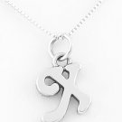 STERLING SILVER LETTER X CHARM WITH NECKLACE 16"