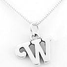 STERLING SILVER LETTER W CHARM WITH NECKLACE 16"