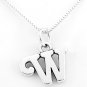 STERLING SILVER LETTER W CHARM WITH NECKLACE 16"