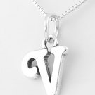 STERLING SILVER LETTER V CHARM WITH NECKLACE 16"