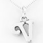 STERLING SILVER LETTER V CHARM WITH NECKLACE 16"