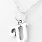 STERLING SILVER LETTER U CHARM WITH NECKLACE 16"