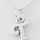 STERLING SILVER LETTER T CHARM WITH NECKLACE 16"