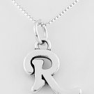 STERLING SILVER LETTER R CHARM WITH NECKLACE 16"