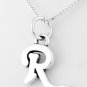 STERLING SILVER LETTER R CHARM WITH NECKLACE 16"