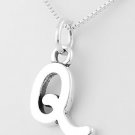 STERLING SILVER LETTER Q CHARM WITH NECKLACE 16"