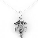 SILVER PHYSICAL THERAPIST SYMBOL CHARM WITH NECKLACE