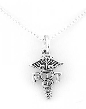 SILVER PHYSICAL THERAPIST SYMBOL CHARM WITH NECKLACE