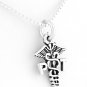 SILVER PHYSICAL THERAPIST SYMBOL CHARM WITH NECKLACE