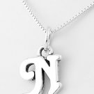 STERLING SILVER LETTER N CHARM WITH NECKLACE 16"