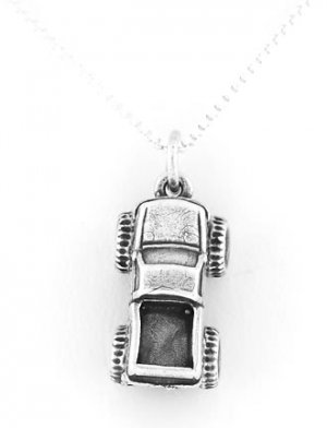 STERLING SILVER MONSTER TRUCK 3D CHARM WITH NECKLACE