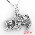 STERLING SILVER OPEN MOUTH BASS FISH CHARM WITH 16" NECKLACE