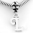 STERLING SILVER DANGLING FANCY LETTER L EUROPEAN BEAD