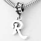STERLING SILVER DANGLING FANCY LETTER R EUROPEAN BEAD