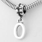 STERLING SILVER DANGLING FANCY LETTER O EUROPEAN BEAD