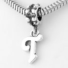 STERLING SILVER DANGLING FANCY LETTER T EUROPEAN BEAD