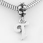 STERLING SILVER DANGLING FANCY LETTER T EUROPEAN BEAD