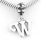 STERLING SILVER DANGLING FANCY LETTER W EUROPEAN BEAD