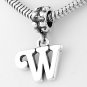 STERLING SILVER DANGLING FANCY LETTER W EUROPEAN BEAD
