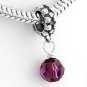 SILVER DANGLING FEBRUARY BIRTHSTONE EUROPEAN BEAD