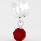 SILVER DANGLING JANUARY BIRTHSTONE CZ EUROPEAN BEAD
