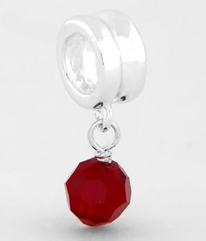 SILVER DANGLING JANUARY BIRTHSTONE CZ EUROPEAN BEAD