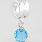 SILVER DANGLING MARCH BIRTHSTONE CZ EUROPEAN BEAD