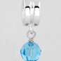SILVER DANGLING MARCH BIRTHSTONE CZ EUROPEAN BEAD